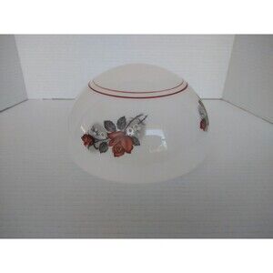 Vintage White Milk Glass Schoolhouse Shade Round Globe Ceiling Light floral